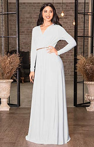 KOH KOH V-Neck Flowy Formal Kaftan Dress - Zainab's Closet