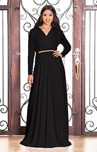 KOH KOH V-Neck Flowy Formal Kaftan Dress - Zainab's Closet