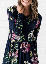 Load image into Gallery viewer, ZESICA Women&#39;s Floral Print Long Sleeve Pockets Empire Waist Pleated Long Maxi Dress