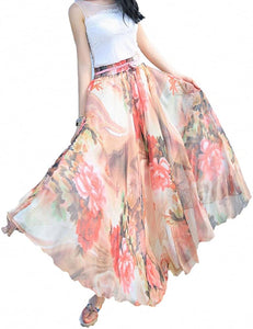 Afibi Womens Full/Ankle Length Blending Maxi Chiffon Long Skirt - Zainab's Closet