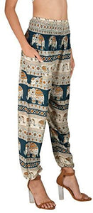 Joob Joob Women's Comfy Bohemian Tapered Elephant Loose Yoga Travel Pajama Lounge Pants - Zainab's Closet