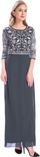 Load image into Gallery viewer, MANER Chiffon Beaded Sequin 3/4 Sleeve Long Gown - Zainab&#39;s Closet