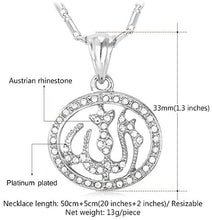 Load image into Gallery viewer, U7 Unisex Platinum / 18K Gold Plated Allah Pendant with 22 inch Link Chain Necklace