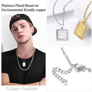 U7 Unisex Platinum / 18K Gold Plated Allah Pendant with 22 inch Link Chain Necklace