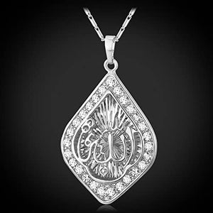 U7 Unisex Platinum / 18K Gold Plated Allah Pendant with 22 inch Link Chain Necklace