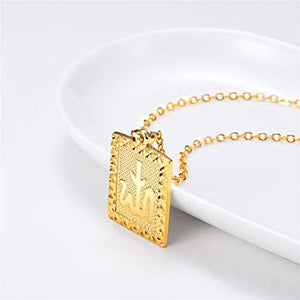 U7 Unisex Platinum / 18K Gold Plated Allah Pendant with 22 inch Link Chain Necklace