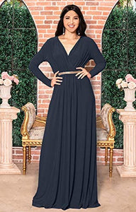KOH KOH V-Neck Flowy Formal Kaftan Dress - Zainab's Closet