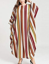 Load image into Gallery viewer, Flygo Women&#39;s Batwing Plaid Floral Printed Short Sleeve Oversized Maxi Dress