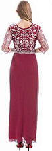 Load image into Gallery viewer, MANER Chiffon Beaded Sequin 3/4 Sleeve Long Gown - Zainab&#39;s Closet