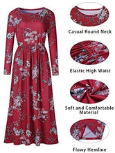 Load image into Gallery viewer, ZESICA Women&#39;s Floral Print Long Sleeve Pockets Empire Waist Pleated Long Maxi Dress