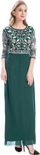 Load image into Gallery viewer, MANER Chiffon Beaded Sequin 3/4 Sleeve Long Gown - Zainab&#39;s Closet
