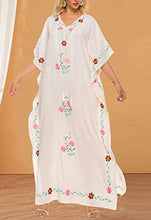 Load image into Gallery viewer, Flygo Women&#39;s Batwing Plaid Floral Printed Short Sleeve Oversized Maxi Dress