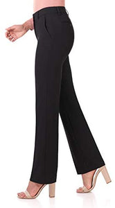 Rekucci Women's Smart Stretch Desk to Dinner Straight Leg Pant w/Zipper Closure - Zainab's Closet