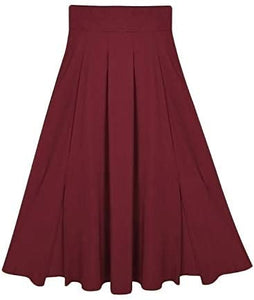 Ranphee Women's Ankle Length High Waist A-line Maxi Skirt w/ Pockets