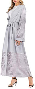 Abetteric Womens Embroidered Dubai Style Muslim Abaya Robe