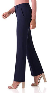 Rekucci Women's Smart Stretch Desk to Dinner Straight Leg Pant w/Zipper Closure - Zainab's Closet
