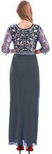Load image into Gallery viewer, MANER Chiffon Beaded Sequin 3/4 Sleeve Long Gown - Zainab&#39;s Closet