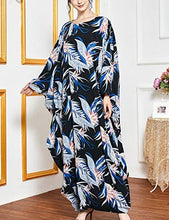 Load image into Gallery viewer, Flygo Women&#39;s Batwing Plaid Floral Printed Short Sleeve Oversized Maxi Dress