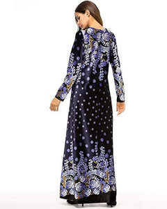MedeShe Women's Loose Crewneck Gold Ethnic Print Casual Dress - Zainab's Closet