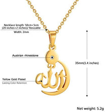 Load image into Gallery viewer, PROSTEEL Stainless Steel Allah Necklace, Muslim Islamic Jewelry,Crescent Moon,Eid Gift,Arabic Necklace,Gold/Silver Tone, Come Gift Box