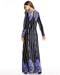 MedeShe Women's Loose Crewneck Gold Ethnic Print Casual Dress - Zainab's Closet