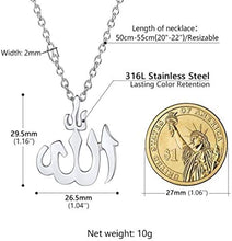 Load image into Gallery viewer, PROSTEEL Stainless Steel Allah Necklace, Muslim Islamic Jewelry,Crescent Moon,Eid Gift,Arabic Necklace,Gold/Silver Tone, Come Gift Box