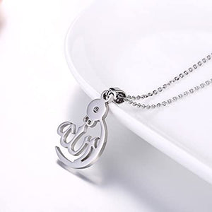 PROSTEEL Stainless Steel Allah Necklace, Muslim Islamic Jewelry,Crescent Moon,Eid Gift,Arabic Necklace,Gold/Silver Tone, Come Gift Box