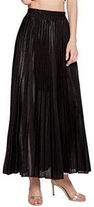 CHARTOU Women's Premium Metallic Shimmer Accordion Pleated Long Maxi Skirt