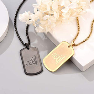 PROSTEEL Stainless Steel Allah Necklace, Muslim Islamic Jewelry,Crescent Moon,Eid Gift,Arabic Necklace,Gold/Silver Tone, Come Gift Box