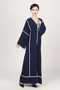White Striped Long Sleeve Open Front Abaya - Zainab's Closet