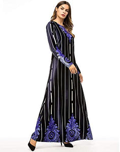 MedeShe Women's Loose Crewneck Gold Ethnic Print Casual Dress - Zainab's Closet