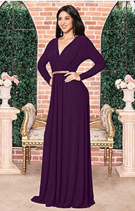KOH KOH V-Neck Flowy Formal Kaftan Dress - Zainab's Closet
