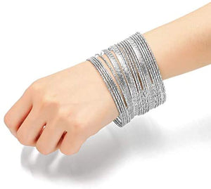 Ensoul Multiple Textured Metal Bracelets & Bangles Set for Girls 18Pcs/Set