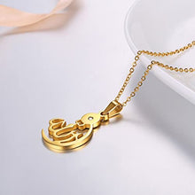 Load image into Gallery viewer, PROSTEEL Stainless Steel Allah Necklace, Muslim Islamic Jewelry,Crescent Moon,Eid Gift,Arabic Necklace,Gold/Silver Tone, Come Gift Box