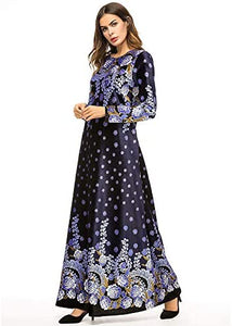 MedeShe Women's Loose Crewneck Gold Ethnic Print Casual Dress - Zainab's Closet