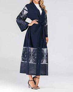 Abetteric Womens Embroidered Dubai Style Muslim Abaya Robe