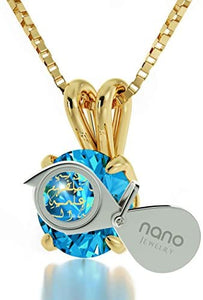 NanoStyle Jewelry Yellow Gold Plated Arabic Necklace Islamic Ayatul Kursi Inscribed in 24kt Gold on Crystal, 18" Chain