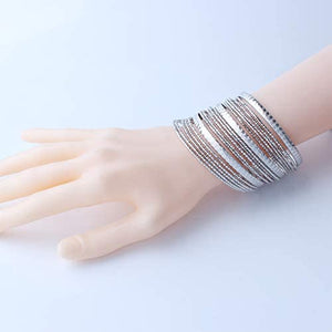 Ensoul Multiple Textured Metal Bracelets & Bangles Set for Girls 18Pcs/Set
