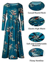 Load image into Gallery viewer, ZESICA Women&#39;s Floral Print Long Sleeve Pockets Empire Waist Pleated Long Maxi Dress