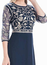 Load image into Gallery viewer, MANER Chiffon Beaded Sequin 3/4 Sleeve Long Gown - Zainab&#39;s Closet