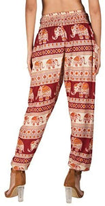 Joob Joob Women's Comfy Bohemian Tapered Elephant Loose Yoga Travel Pajama Lounge Pants - Zainab's Closet