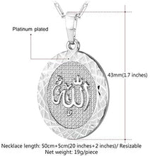 Load image into Gallery viewer, U7 Unisex Platinum / 18K Gold Plated Allah Pendant with 22 inch Link Chain Necklace
