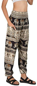 Joob Joob Women's Comfy Bohemian Tapered Elephant Loose Yoga Travel Pajama Lounge Pants - Zainab's Closet