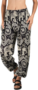 Joob Joob Women's Comfy Bohemian Tapered Elephant Loose Yoga Travel Pajama Lounge Pants - Zainab's Closet