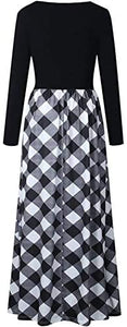 ZESICA Women's Floral Print Long Sleeve Pockets Empire Waist Pleated Long Maxi Dress