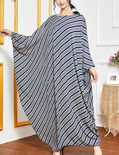 Load image into Gallery viewer, Flygo Women&#39;s Batwing Plaid Floral Printed Short Sleeve Oversized Maxi Dress