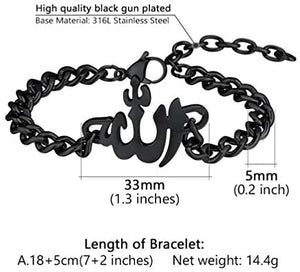 PROSTEEL Childrens' Allah Bracelet, Islamic Jewelry Stainless Steel Beaded Chain Bracelet, fits Wrist from 5.9'' to 7.9''