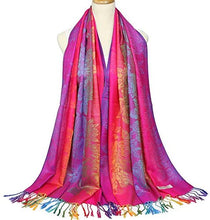 Load image into Gallery viewer, Multicolor Floral Womens Jacquard Cotton Pashmina Wrap Shawl Tassel Scarf - Zainab&#39;s Closet