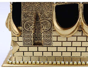 Modefa Islamic Turkish Home Table Decor Kaba Replica Model Showpiece Eid Gift Gold Free Car Hanger (Gold, Medium)
