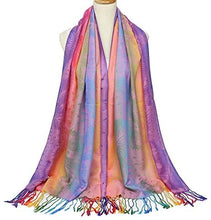 Load image into Gallery viewer, Multicolor Floral Womens Jacquard Cotton Pashmina Wrap Shawl Tassel Scarf - Zainab&#39;s Closet